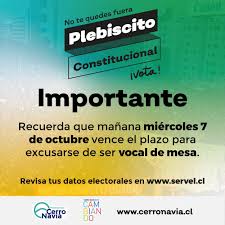 Con lo de las elecciones aquí en chile, me vino una pregunta: Importante Desde Ayer Lunes 5 De Municipalidad De Cerro Navia Facebook