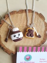 2 Colliers D Amitie Pate A Tartiner Tartine Chocolat A Partager Bff Meilleurs Ami E S Fimo Rigolo Cadeau D Amitie Kawaii Necklace Bff Jewelry