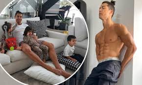 Cristiano ronaldo dos santos aveiro was born on february 5, 1985, in madeira, portugal to maria dolores dos santos aveiro and josé diniz aveiro. Cristiano Ronaldo Shows Off His Incredible Abs As He Strips Off For A Work Out Daily Mail Online