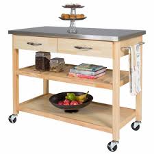 Natural Wood Kitchen Island Cart W Stainless Steel Top Organize Utility Storage Bestchoic Ikea Kitchen Island Wood Kitchen Island Outdoor Kitchen Countertops