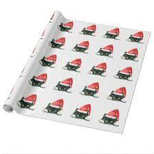 Meowy Christmas Holiday Cat In Santa Hat Wrapping Paper Zazzle Com Cat Holidays Meowy Christmas Wrapping Paper Christmas