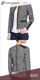Rebecca Taylor Tweed Jacket With Leather Trim Tweed Jacket Rebecca Taylor Trim Jacket