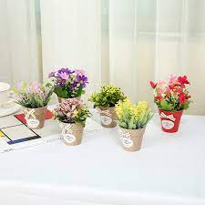 Artificial flowers for small pots. Buy Lueur Set Of 6 Potted Artificial Flowers Fake Lavender Flowers In Pots Faux Flowers In Pot For Home Office Decoration Desktop Decor Online In Indonesia B07vff2v8p