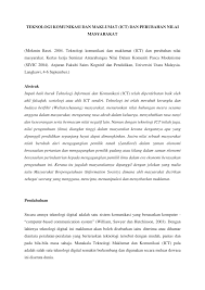 Pengenalan kepada komunikasi (abcc 1103). Pdf Teknologi Komunikasi Dan Maklumat Ict Dan Perubahan Nilai Masyarakat