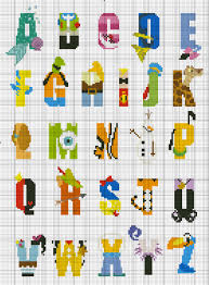 Disney Character Alphabet Counted Cross Stitch Instant