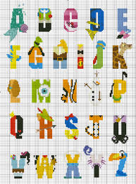 disney character alphabet counted cross stitch instant