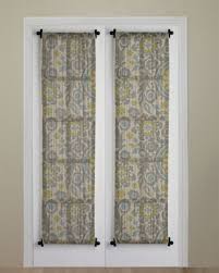 Silver draped french door curtains. Curtains Over Glass French Doors Front Door Curtains French Doors Interior Door Coverings