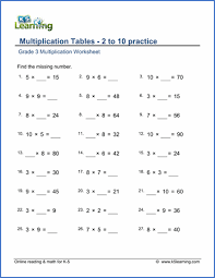 Grade 3 Multiplication Worksheet Multiplication Tables 2 To 10 With Missing Number Multiplication Worksheets Multiplication Division Worksheets