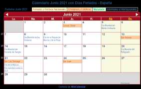 Calendario junio 2021 en microsoft excel xlsx. Calendario De Espana Junio 2021 Con Fechas Festivos