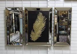 Gold Simli Tuy Ayna Cerceveli 3lu Tablo Seti Tablolar Sanatsal Sanatcilar