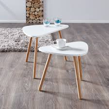 Beistelltisch Ranum 2er Set Weiss Retro Look Couchtisch Danische Mobel Tisch