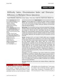 Pdf Difficulty Index Discrimination Index And Distractor Efficiency In Multiple Choice Questions