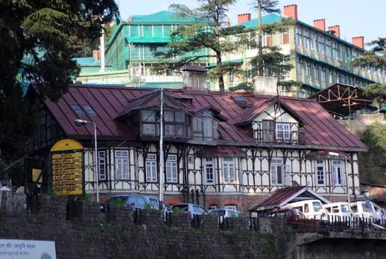 GLIMPSE OF OLD SIMLA Photograph shows, The Mall, Bank Building and Post Office Location --- Simla in 1912 .