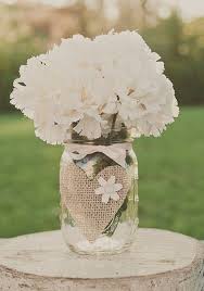 Burlap Wedding Mason Jar Centerpiece Glass Jars Wedding Centerpiece Rustic Wedding Gue Mason Jar Wedding Wedding Centerpieces Mason Jars Wedding Centerpieces
