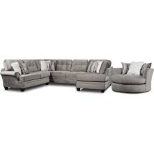 cordelle 3 piece sectional and swivel chair set with faux fur pillows value city furniture and 3 piece sectional furniture design modern value city furniture