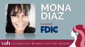 In honor of #WHM2021 @VABLaw is celebrating women in our professional  orbits whom we admire. One such woman is Mona Diaz. Mona is Counsel at  @FDICgov. She works tirelessly to promote minority