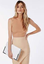 Choose from contactless same day delivery, drive up and more. Missguided High Neck Ribbed Jersey Sleeveless Crop Top Camel In Natural Lyst