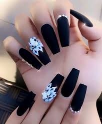 Acrylic Black Coffin Nail Designs Pin By That S What I Like On Naildesign Black Nail Designs Coffin Nails Matte Coffin Nails Long