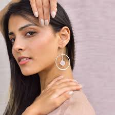 Natural Raw Rose Quartz Hoops, Long Boho Healing Crystal Earrings for  Women, Bohemian Silver Jewelry, Unique Handmade Earrings Gift for Her