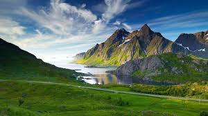 Green Mountains And Lake In Norway Widescreen High Resolution Wallpaper Norway Landscape Mountain Landscape Nature Wallpaper