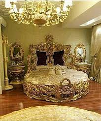 Go for a posh victorian look, or choose lacquered every black bedroom needs an accent color here and there, and gold will add a welcome touch of luxury and glamour. Stark Handicrafts Golden Black Teak Wooden Round Bed Luxury Interiors Bedroom Furniture Without Side Table Standard Size Amazon In Home Kitchen