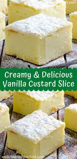 Creamy And Delicious Vanilla Custard Slice In 2020 Custard Cake Recipes Custard Slice Homemade Custard