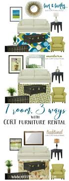 Decorating Ideas 1 Room 3 Ways With Cort Furniture Rental Artsy Chicks Rule Luxury Sofa Living Room Rental Furniture Cheap Living Room Furniture