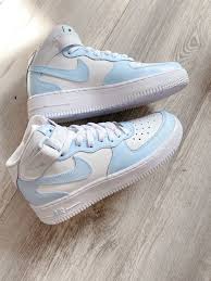 Custom Air Force 1 Mid Baby Blue The Custom Movement In 2020 Custom Air Force 1 Nike Air Force High Nike Shoes Air Force