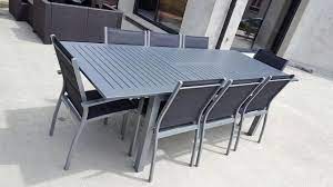 chicago table de jardin a rallonge extensible 175 245cm en aluminium et textilene 8 places a table et chaises de jardin table de jardin table de jardin alu