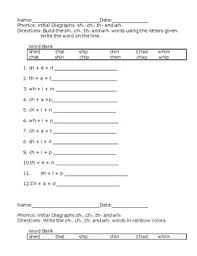 Phonics worksheets and free printable phonics workbooks for kids: Sh Th Wh Ch Phonics Spelling Pattern Worksheets Ela Activities