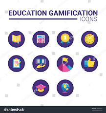 A Colorful Education Gamification Icons Including Book Of Knowledge Graduation Math Hero Perfect Time Ranking Badge Et Icon Gamification Character Design