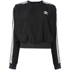 Long Sleeve Black Adidas Crop Top Adidas Three Striped Cropped Sweatshirt 62 Liked On Polyvore Featuring Tops Hoodies Sweatshirts B Striped Sweatshirts Adidas Three Stripes Comfy Shirts