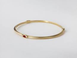 18k Ruby Red Gemstone Marquise Bangle Bracelet 18 Karat Gold Etsy In 2021 Gold Bangles Design Plain Gold Bangles Gold Bangles Indian
