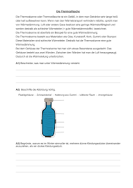 Arbeitsblatt Zur Warmeleitung Am Bsp Thermoskanne Warmeleitung Warme Warmeubertragung