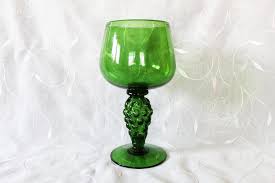 Includes set of 6 acrylic wine glasses. Extra Large Vintage Green Wine Glass Chalice 1 Liter Green Glass Vase Grape Design Handmade Hand Blown Style Roemer Emerald Green Glass Vinterior
