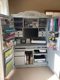 How To Turn A 60 Computer Armoire Into A Cricut Craft Cabinet Diy Craft Room Design Craft Cabinet Computer Armoire