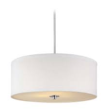 Contemporary Pendant Light With White Drum Shade In Chrome Finish At Destination Lighting Modern Drum Pendant Light Drum Shade Chandelier Drum Pendant Lighting