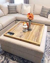 Rustic Wood Ottoman Tray Oversized Ottoman Coffee Table Etsy Oversized Ottoman Coffee Tables Ottoman Coffee Table Decor Ottoman Coffee Table