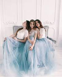 Boho Tulle Wedding Dress Bridesmaid Dresses Bridal Two Etsy Two Piece Bridesmaid Dresses Light Blue Bridesmaid Dresses Tulle Bridesmaid Dress