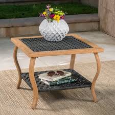 Hampton bay 28in woven/glass brown balcony height bistro table. Customer Favorite Brolin Outdoor Wicker Coffee Table With Light Brown Wood Finished Metal Legs Grey Accuweather Shop