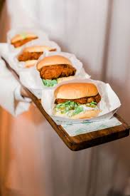 Black And White Shake Shake Shack Santa Monica Wedding With Tropical Touches East Coast Inspiration Food Drink Shake Shack Chicken Sandwich
