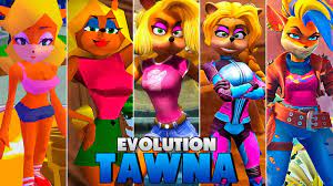 Evolution of Tawna Bandicoot in Crash Bandicoot Games (1996 