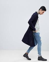 Our most popular patterns, the waterfall vest and niagara duster offer so many opportunities for creativity. Asos Design Knitted Duster Jacket In Navy Slub Asos