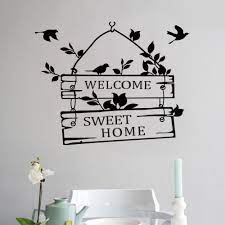 I'll be sure to stop posting stickerart and post some sticker slaps soon! Welcome Sweet Home Quotes Wall Stickers Home Decor Living Room Door Sign Birds Flower Vine Wall Decals Vinyl Mural Art In 2021 Wall Stickers Welcome Wall Stickers Romantic Sticker Wall Art