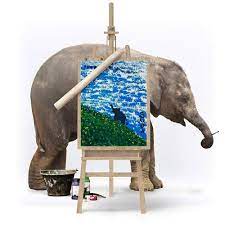 Amazon.com: Painting Made By Elephant Suda | Authentic Elephant Art | Style  2 : Handmade Products
