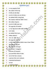 In school, we were taught various subjects such as math, science, history, and social studies. Alphabet Quiz Esl Worksheet By Gjoanna
