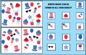 Red, white & blue printable ~ print this simple and graphic patriotic print off in two different colors. Printable 4th Of July Treasure Hunt Game