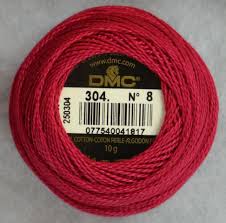 Dmc Pearl Perle Cotton Balls 100 Cotton 10g 80m 87yards Colour 304 Medium Red
