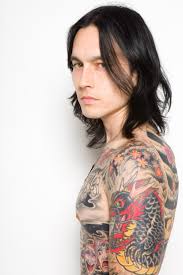 jana, cruder, photography, fashion, editorial, studio, Los Angeles, LA, CA,  USA, Steven Asbury, drummer, Porcelain Black, Inked, tattoo, musician,  drummer magazine, graphic, white, simple, strong, dragon, flowers, eyes