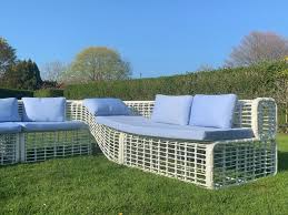 Outdoor lounge bed with curtains elegant daybed garden patio double sun lounger. Modular Contemporary Outdoor Wicker Sofa Lounger With Integrated Daybed For Sale At 1stdibs